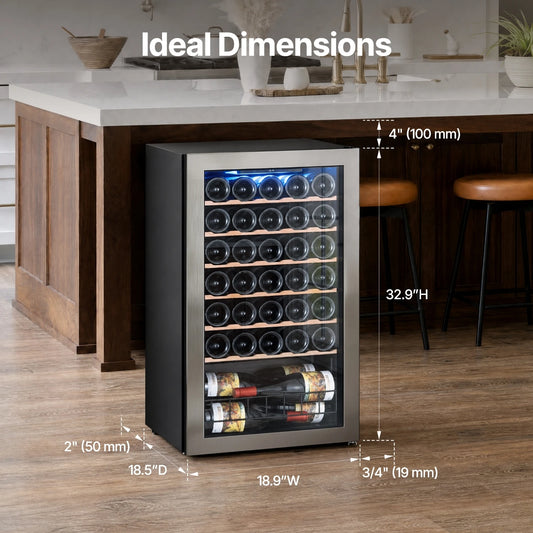 14/20/34/46/105 Bottle Wine Cooler Refrigerator Freestanding Wine Cellar with Glass Door for Household & Hotel Use