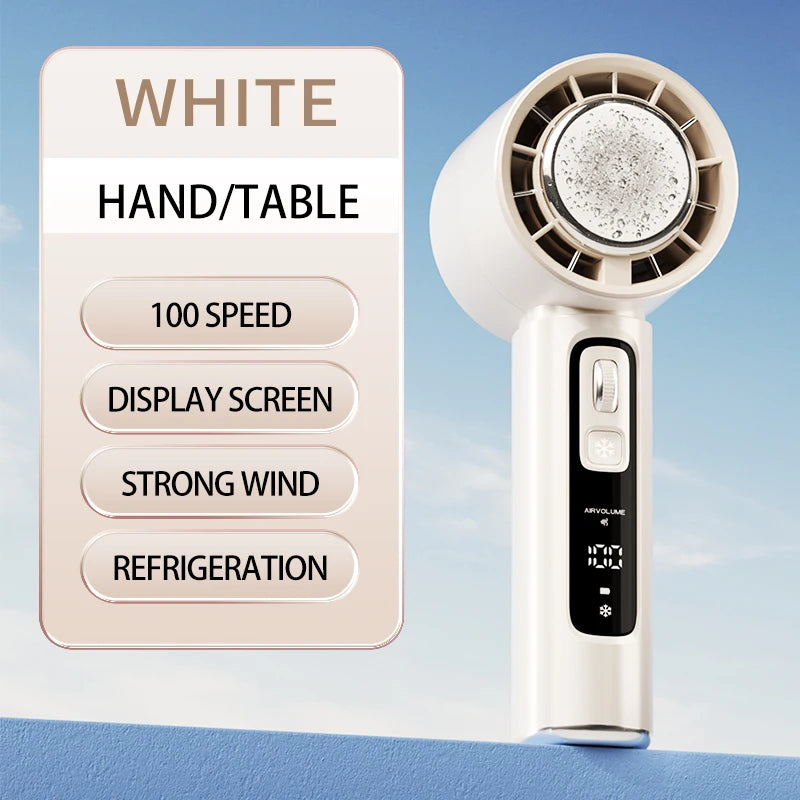 2024 New Semiconductor Refrigeration High-speed Handheld Electric Fan 3000mAh USB Portable Rechargeable Outdoor Small Fan