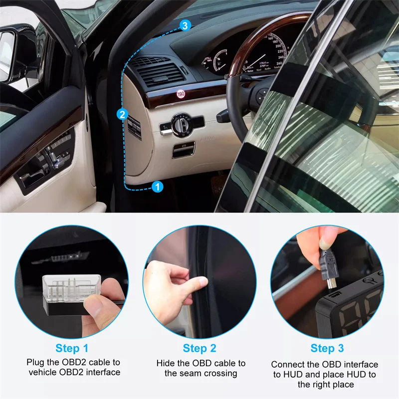 Heads Up Display Automotive Universal Tuning Portable HD Car Display M3 HUD Head-Up Display Obd2 Trip Computer Speed Projector