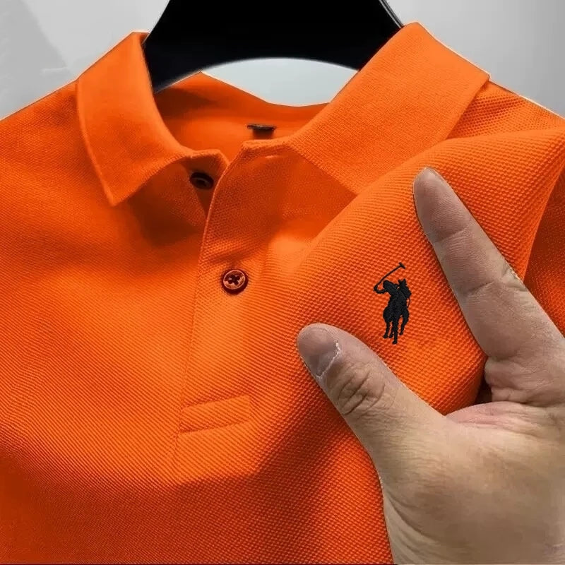 New Men's High-Quality Embroidered Logo Short-Sleeved Polo Shirt, Summer Fashion, Casual, Comfortable, Breathable T-Shirt Top