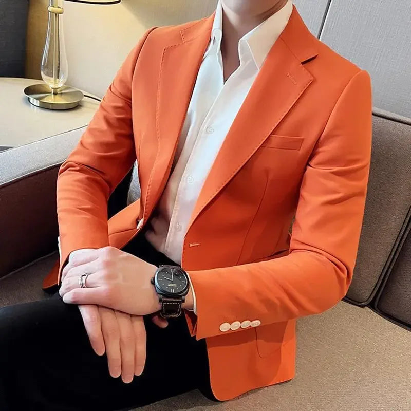 Party Yellow Male Blazer Coat Short Cropped Men's Suit Jackets Vintage Fashion 2025 Korean Style Clothes Fashionable Spring New