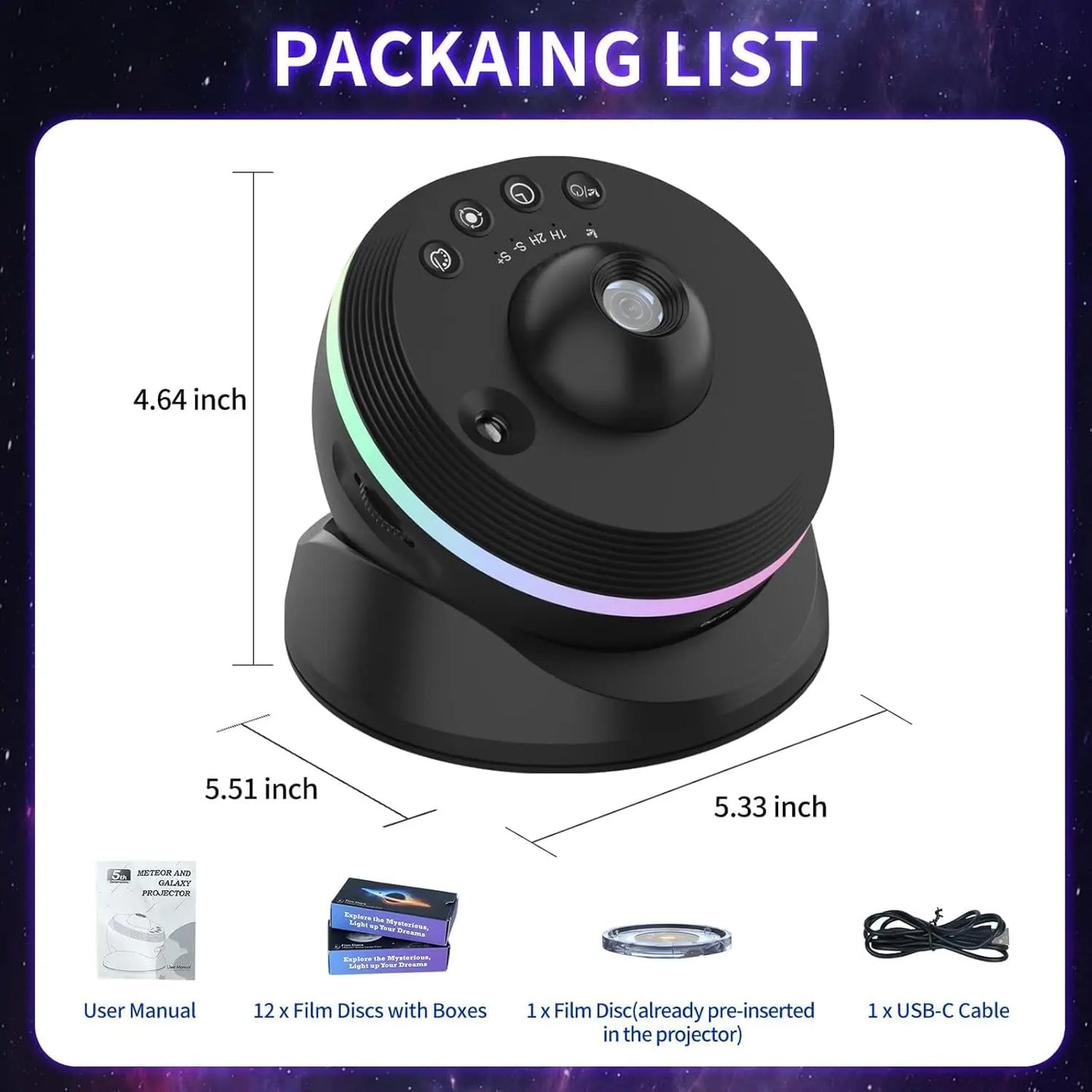 LED Night Light Galaxy Star Projector 4K HD 13 IN 1 Planetarium Projector 360° Rotation For Bedroom Decor Children Gift