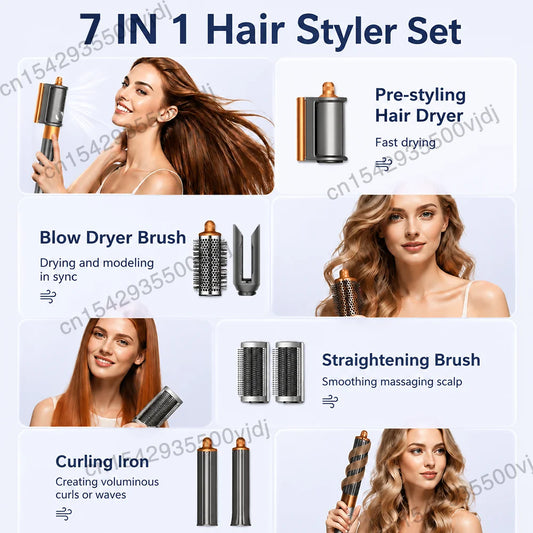 7-in-1 Hair Dryer, 110,000 RPM High-Speed Hair Care Ionic Hair Dryer, Quick Drying, Multi-Function Curling Iron Set