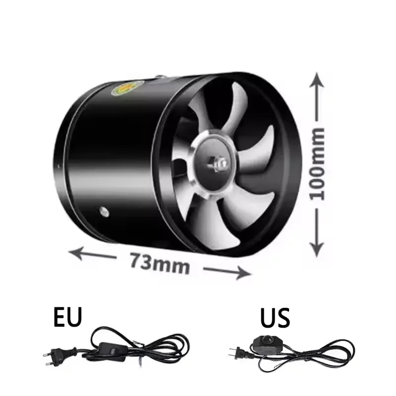 4''6''8'' Pipe Exhaust Fan Air Ventilator Metal Pipe Ventilation Exhaust Fan Mini Extractor Bathroom Toilet Wall Fan Duct Fan