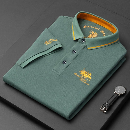 Quality Man Short-Sleeved Polo Shirt Lapel Button Embroidery British Style Summer New Golf T-Shirt Business Casual Men'sClothing
