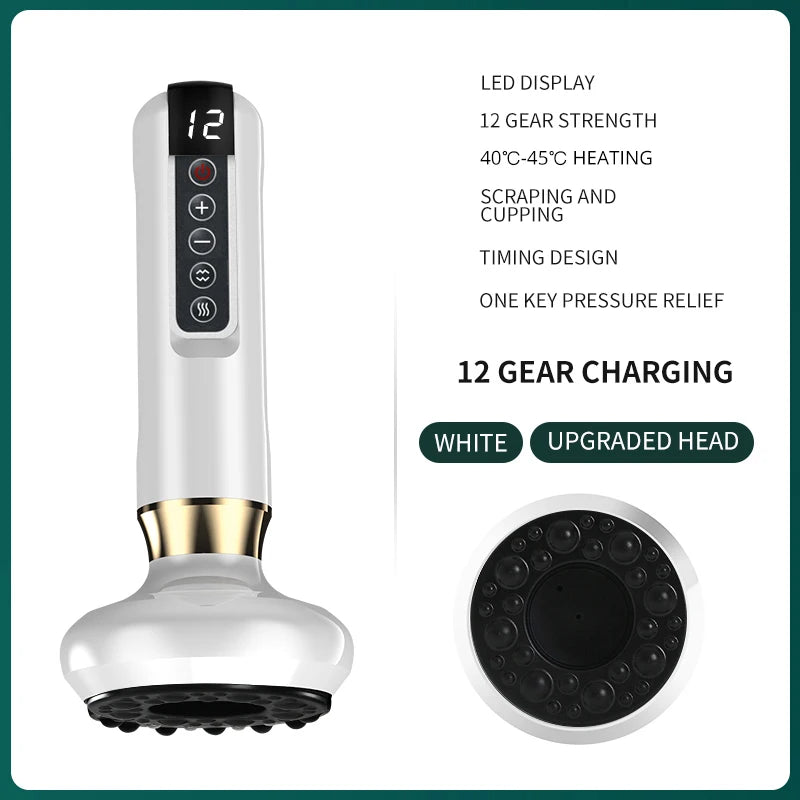 Smart Cupping Massage Machine 9 Levels Vacuum Suction Cup Chinese Meridian Cans Red Light Heating Jars Body Cellulite Scraping