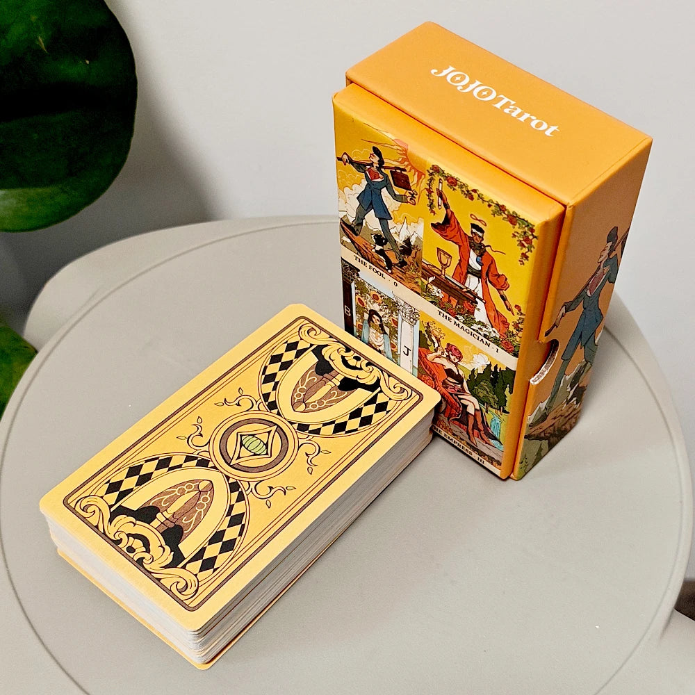 JOJOTarot Cards Deck in Rigid Box, 80 Pcs Double-Sided Embossed Anime Tarot Cards Bizarre Adventure Tarot Deck 12*7cm