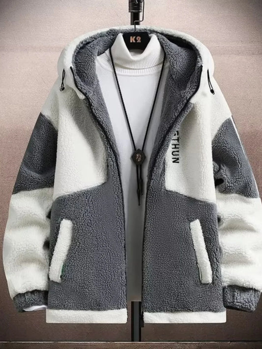 Winter New 2023 Sheepskin Fleece down Cotton Jacket Loose Fit Hooded Large Size Youth Warm Couple Style Outerwear Coat