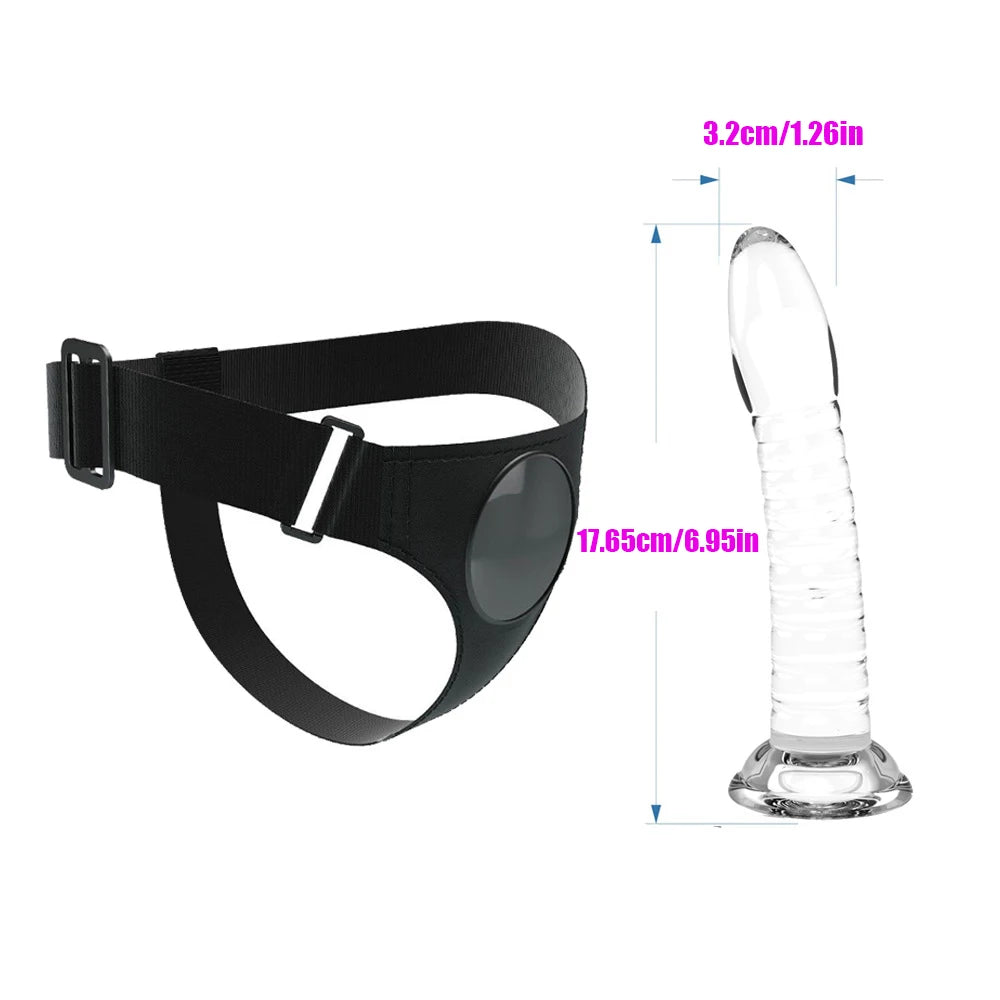 Adjustable Strap-on Harness with Spiral Dildo Hands-free Interaction 4 Colors Wearable Adult Sex Toy Product for He
