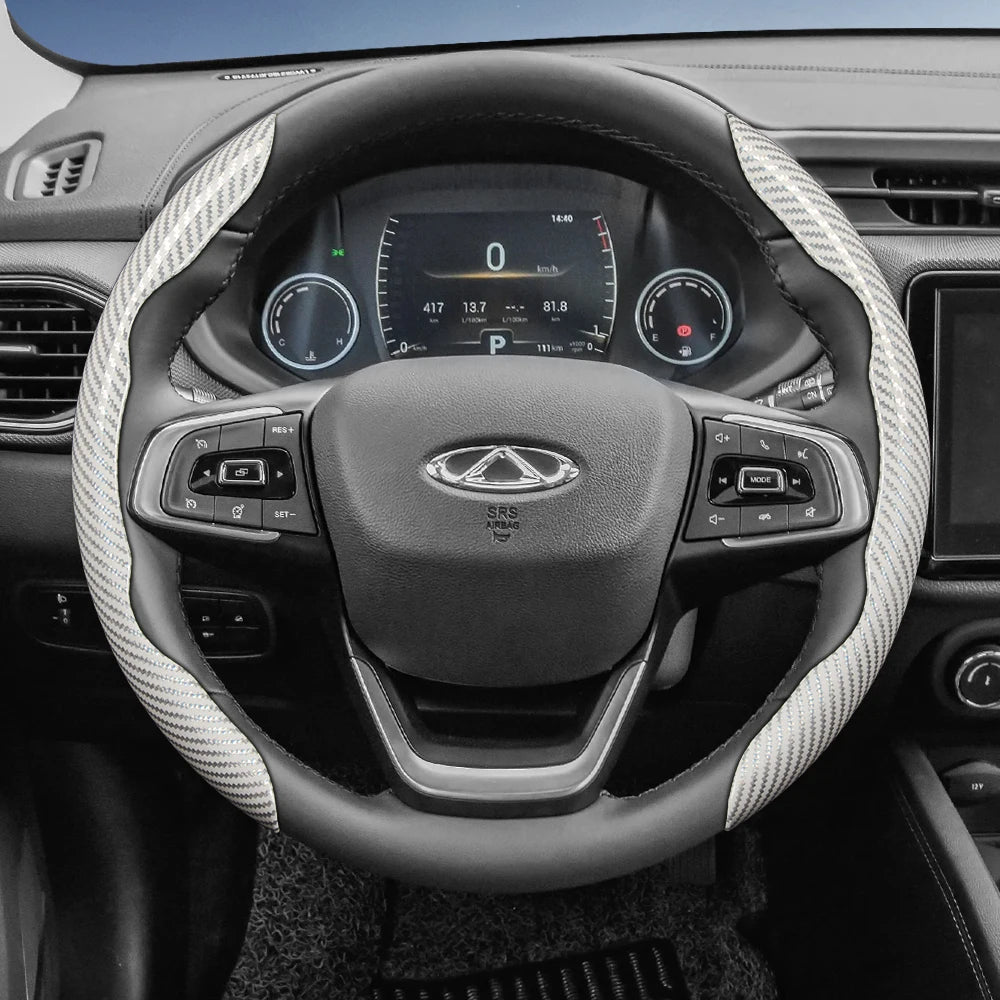 Suitable for Chery Carbon Fiber Texture Steering Wheel Cover with Segmented Quick-Release Design, Durable, for Models Such as Tiggo 2 3 4 7 8 9 Pro Max Csh Arrizo 6 Cross C5 J6 E5 Omoda 5 Gt Eq7