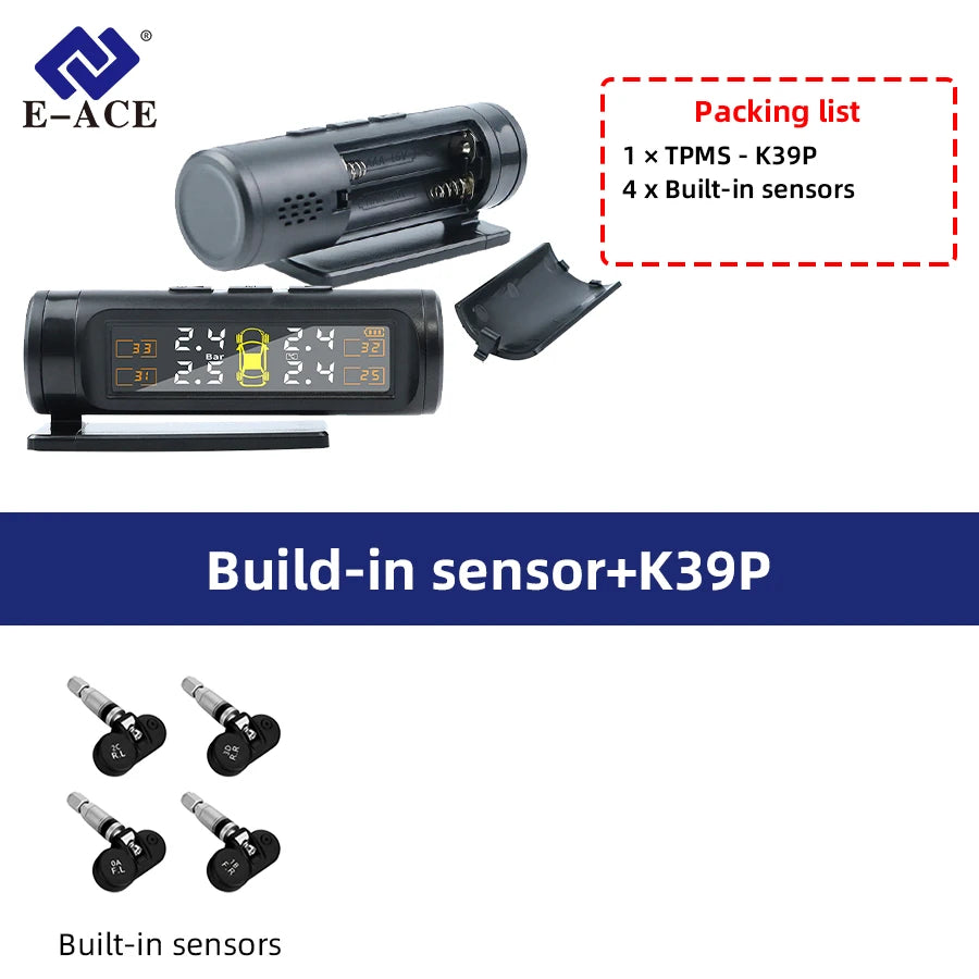 Acceo TPMS Car Tire Pressure Monitoring System 4 Sensors Wireless Real-Time Pressure & Temperature Safety Alarm Monitor