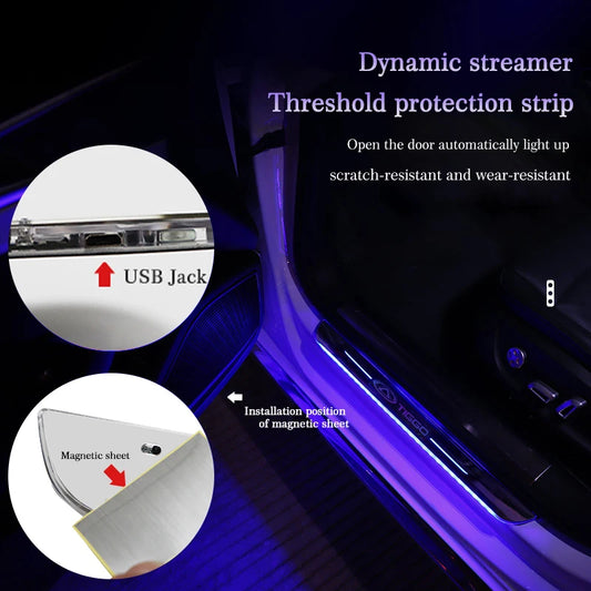 Customized Upgrade LED Welcome Pedal Scuff Plate Pedal Car Door Sill Pathway Light For Chery Tiggo 2 3 4 5 6 7 8 3X 5X Pro T11