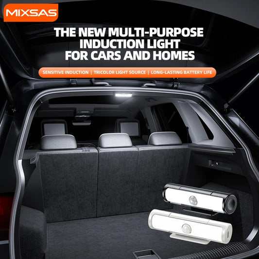 MIXSAS Car Sensor Light Automatic Induction Lamp Type-c Charging Wireless 3-Color Smart Night Light for Car Trunk Van Bus 버스용품