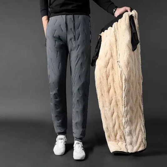 Winter cotton pants for men, plus fat, plus extra size, lamb wool, plus thick wool, winter outerwear, warm, loose, dirt resistan