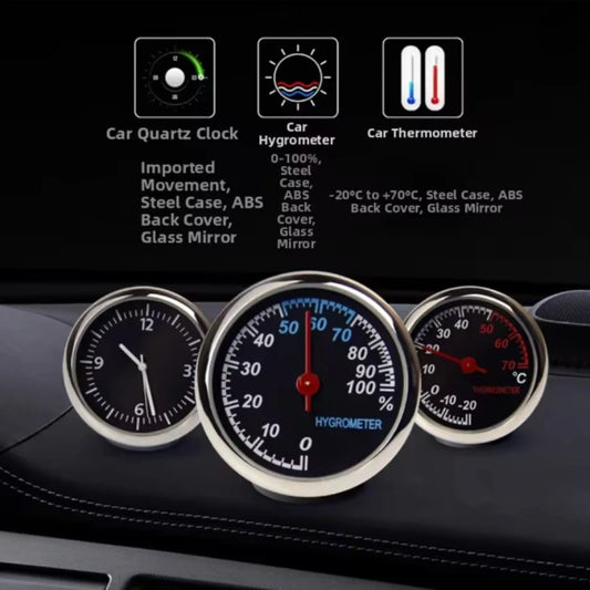 Mini Car Thermometer & Hygrometer, Creative Interior Ornament, Practical Beautiful Self-adhesive Decor, 1/2PCS Car Accessories