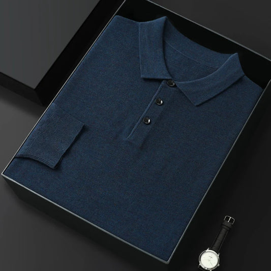 Cashmere sweater men's polo neck worsted wool long sleeve T-shirt business casual sweater pullover sweater bottoming sweater ZM-