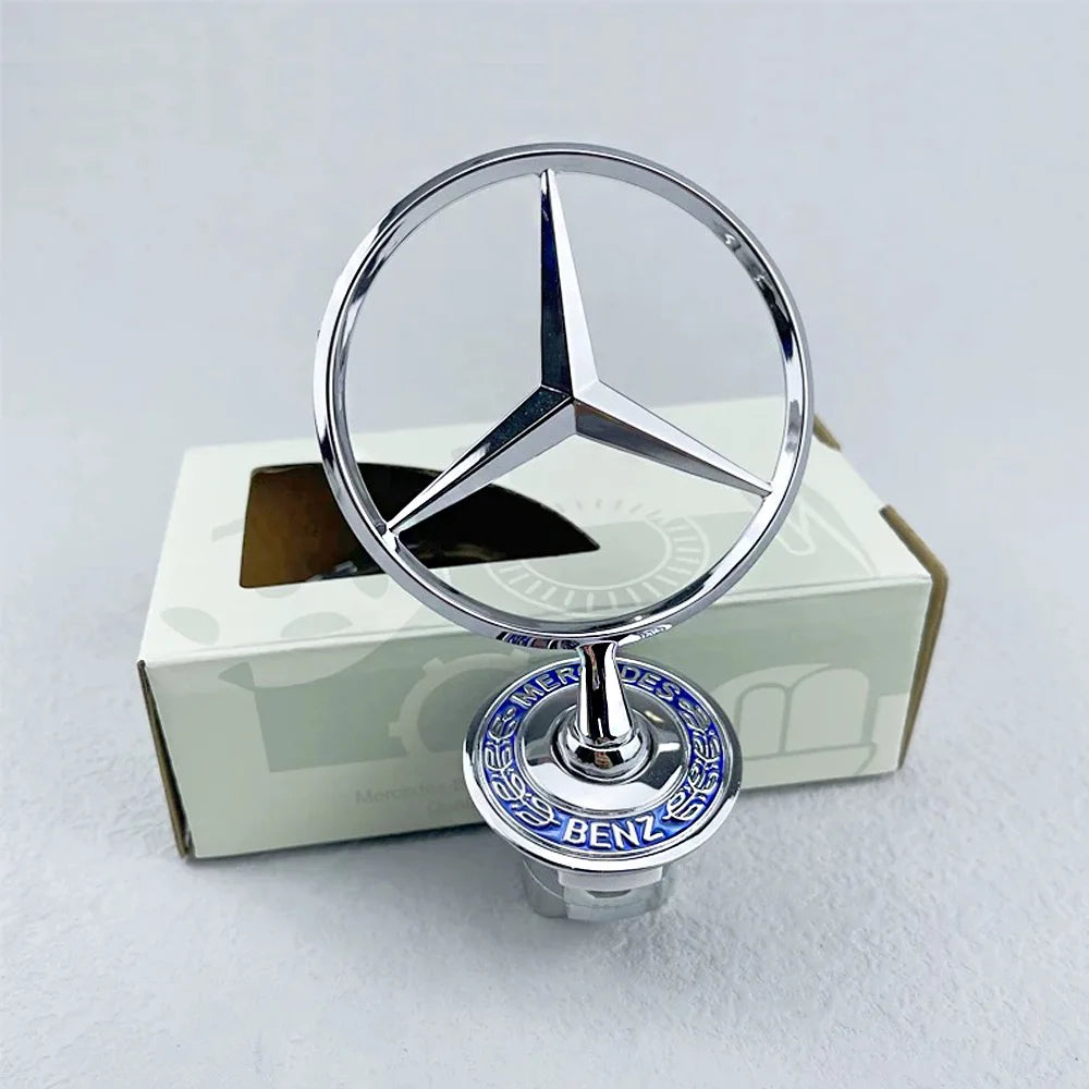 For Mercedes Benz 1pcs 44mm Metal Chrome Black Car Front Hood Emblem Bonnet Logo C E S Class W204 W212 W220 W210 W221 Accessorie