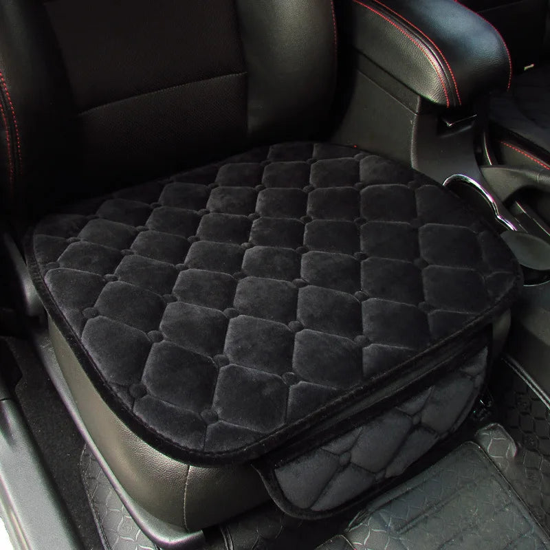 Rear Car Seat Covers Flocking Cloth Car Cushion Non Slide Checkered Winter Keep Warm Mat Pad Universal Fit Truck SUV Van