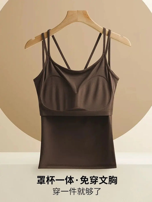 For 40-100kg Modal Camisole Top Plus Size with Chest Pad Integrated Suspenders Vest for Women Base Underwear Tank Top