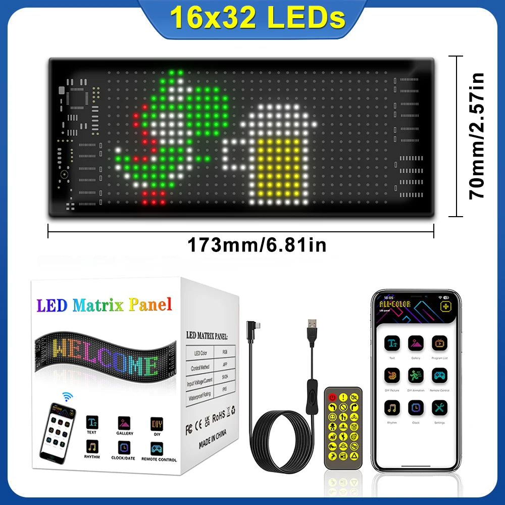LED Devil Eyes Programmable LED Display Flexible for Car Board Windshield App Remote Control Custom Text Pattern Decor LED Light