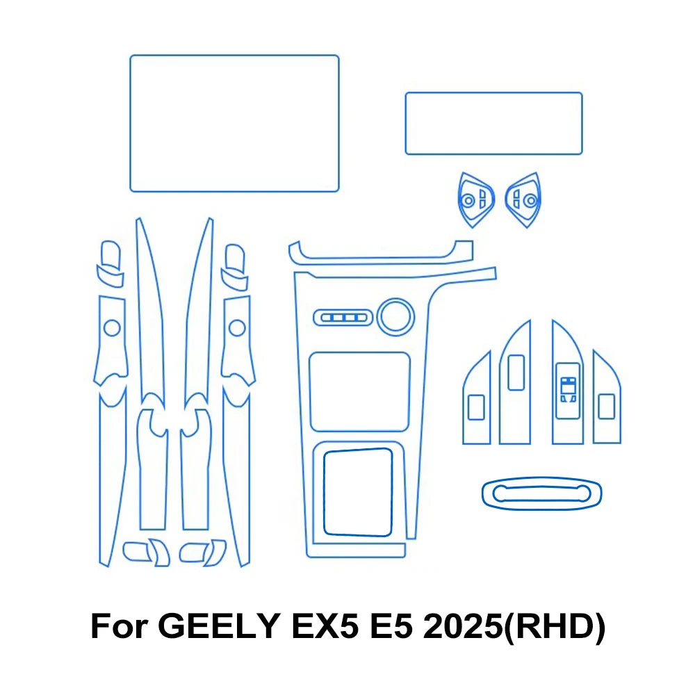 Transparent TPU Protective TPU Film for GEELY EX5 E5 2025 Car Interior Central Control Navigation Panel Pre-cut PPF Sticker