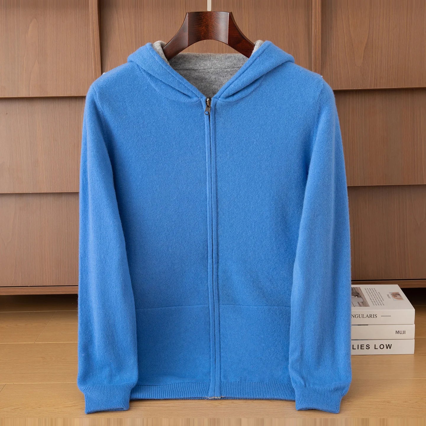 Double-Sided Cashmere Hooded Cardigan For Men Autumn And Winter Wearing Sweater Thickened Pure Wool Knitted Loose Zipper Coat