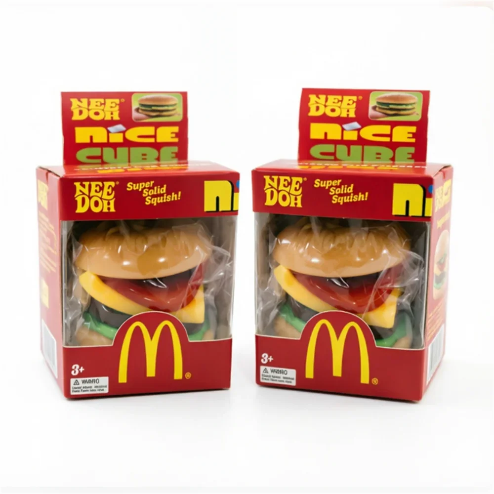 Nee Doh x McDonald's Nice Cube Burger Squishy Toy Super Solid Slow Rising Stress Relief Fidget Sensory Toy for Kids Adults Gift