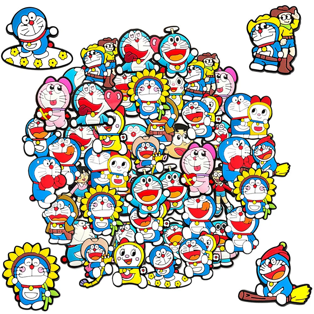 12-50Pcs Mixed Dorae Shoe Charms For Clogs Cartoon Series Shoe Decoration Premium Quality Popular Charms Accessories Great Gift