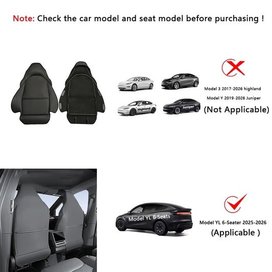 Car Seat Backrest Anti Kick Pad For Tesla New Model YL Six Seats 2026 Leather Full Surround Seat Back Anti Scratch Protector Mat