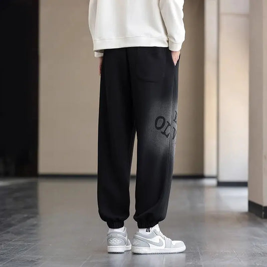 Autumn Winter Men’s Cozy Fleece Lined Pants Loose Sport Joggers for Teens High School Youth Everyday Comfortable Streetwear
