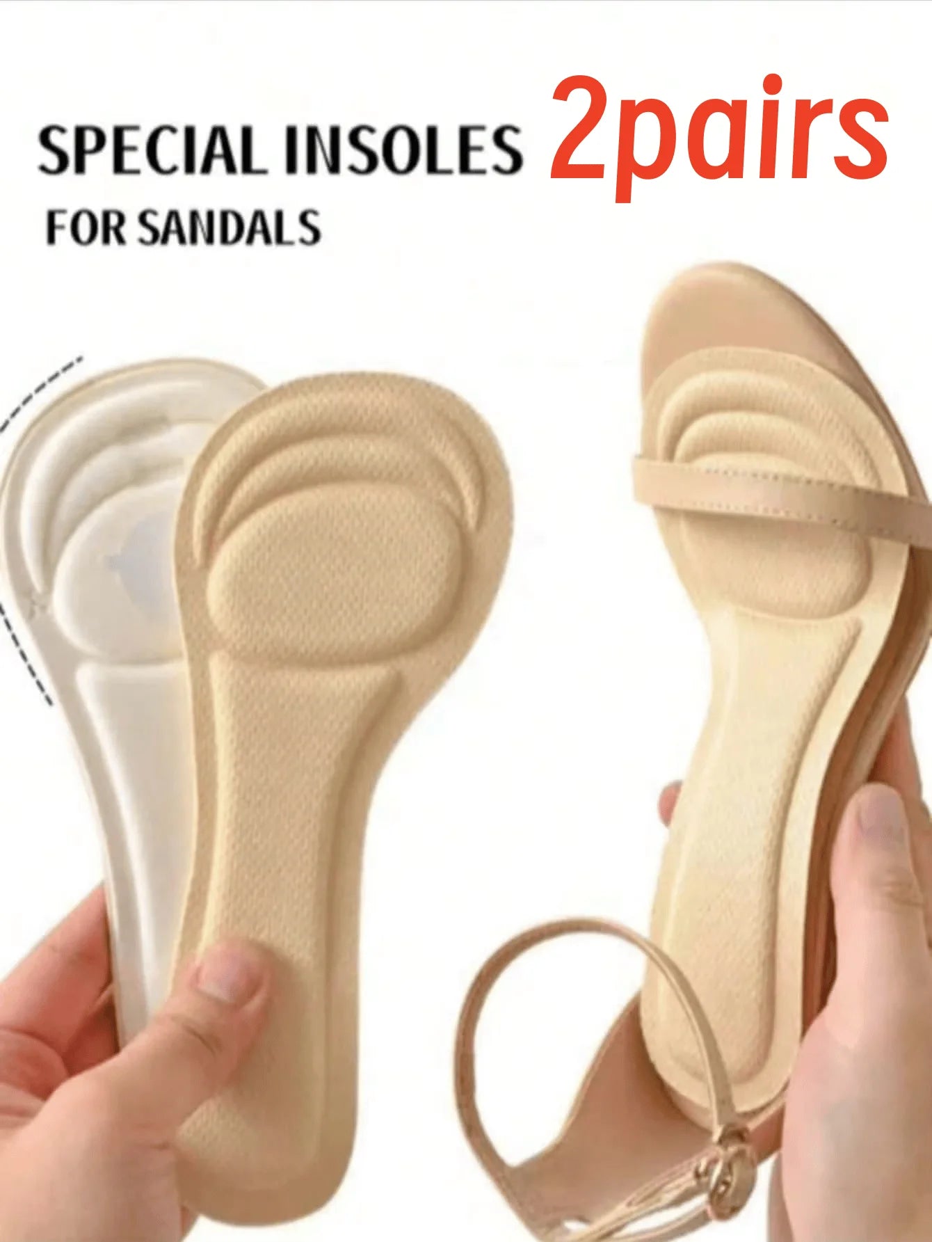 1 Pair of Women's High Heel Shoe Insoles | Self-Adhesive Sweat-Absorbing Design | Breathable Non-Slip Mat | Super Soft Forefoot Pads Relieve Pain from High Heels | 7/10 Length Insoles