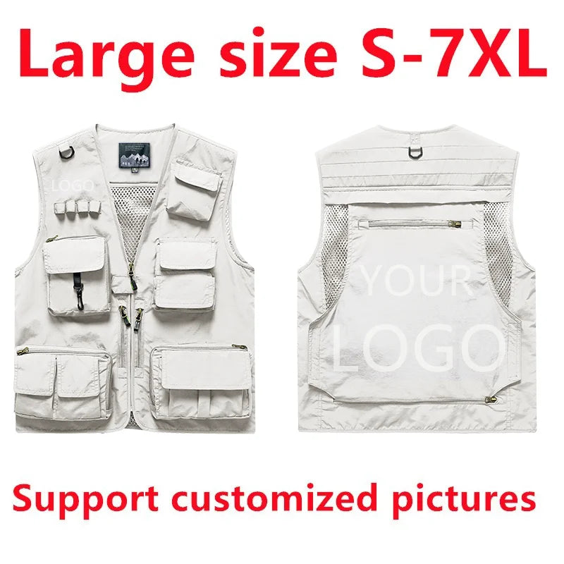 Custom Logo Men's Fleece Vest Winter Warm Sleeveless Jacket Casual Outdoor Sports Waistcoat Male Plus Size 7XL Brand Clothing