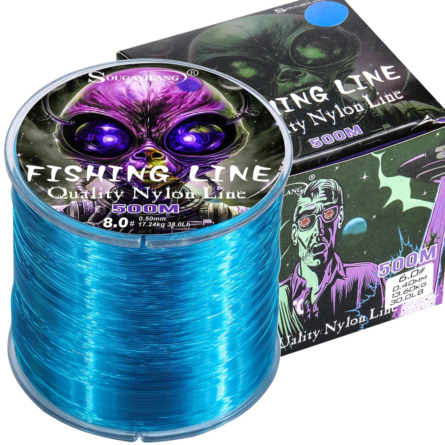 Sougayilang Nylon Fishing Line Strong Tensile and Wear-resistant Fishing Line 500m Capacity Freshwater Saltwater Fishing Line