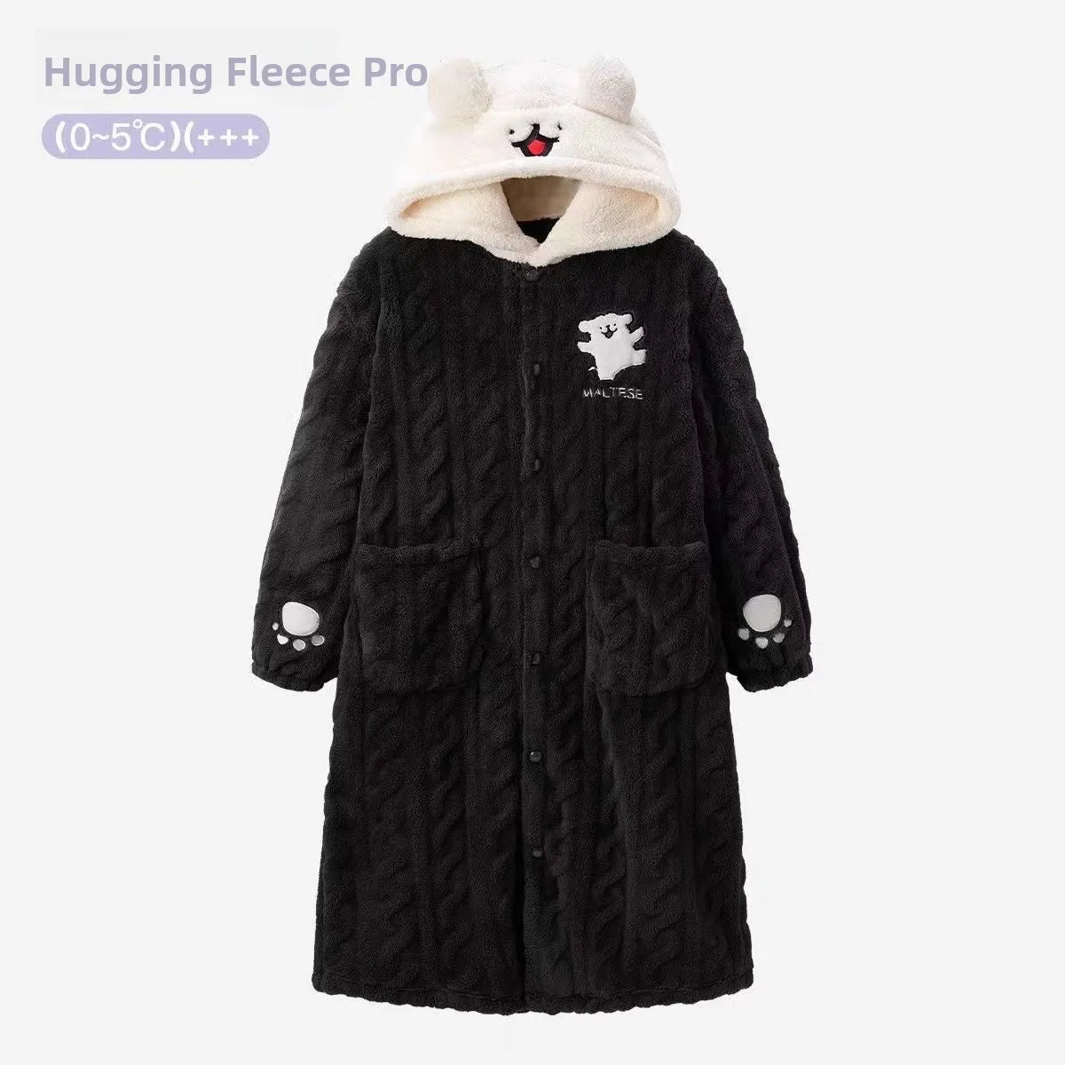 Thickened Coral Fleece Sleep Robe for Women Winter Home Clothes Couples Pajamas Cute Warm Long Cartoon Patterned Robe