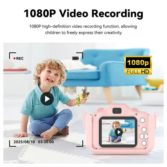 Children's Camera HD 1080P Screen Camera Video Waterproof Toy 8 Megapixel Kids Cartoon Cute Camera Outdoor Photography Toys
