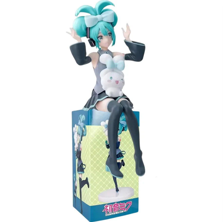 In stock Hatsune Miku Desktop Cute Action Figure 11cm Neko T-Shirt Ver. Anime Figurine Kawaii Model Toy Gift