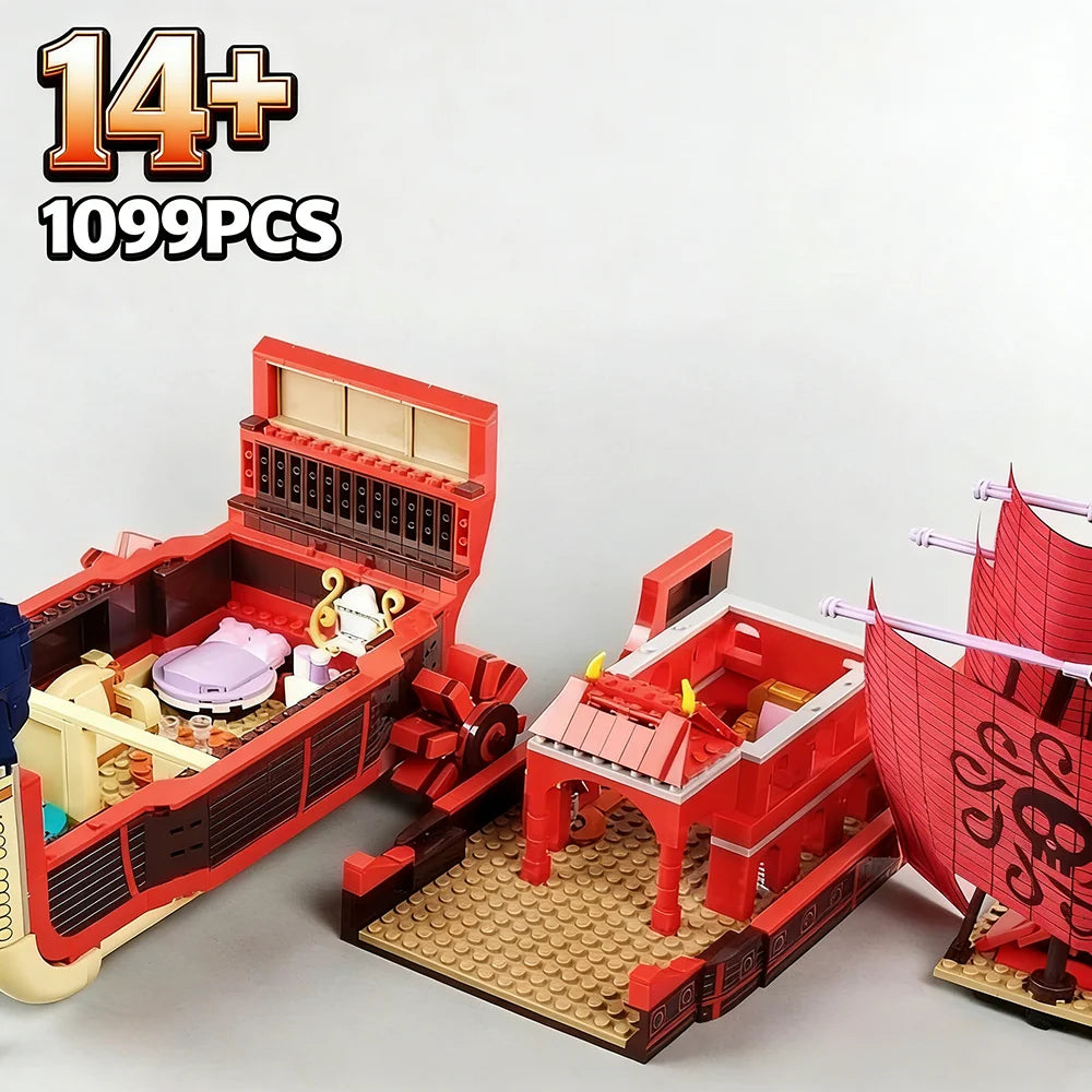 Pirates of Nine Snakes Perfume 1099pcs Yuda Female Emperor Red Sea Boat Ship SY 6296 Building Blocks toys Compatible With Model