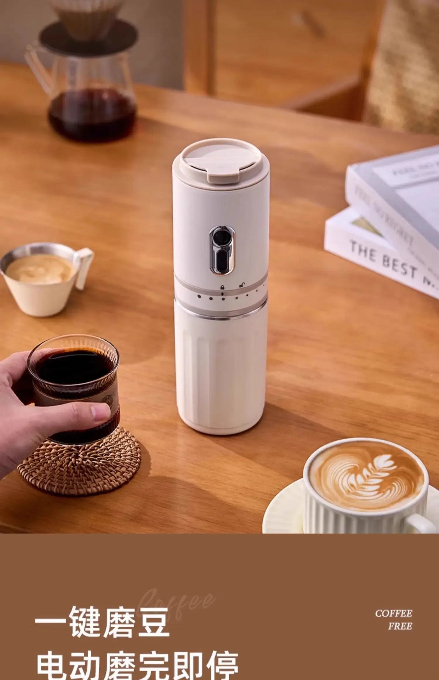 110V/220V/USB FOX DOLA Portable Coffee Maker Mini Grinder All in One for Home Travel Hand Drip Coffee Cup EB