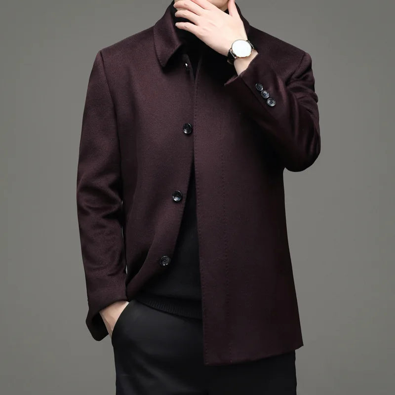 QYLVAWOY Men's Wool and Trench Coats Cashmere Jackets Lapel Man Jacket Coat Autumn Winter Clothes for Man Luxury Business Casual