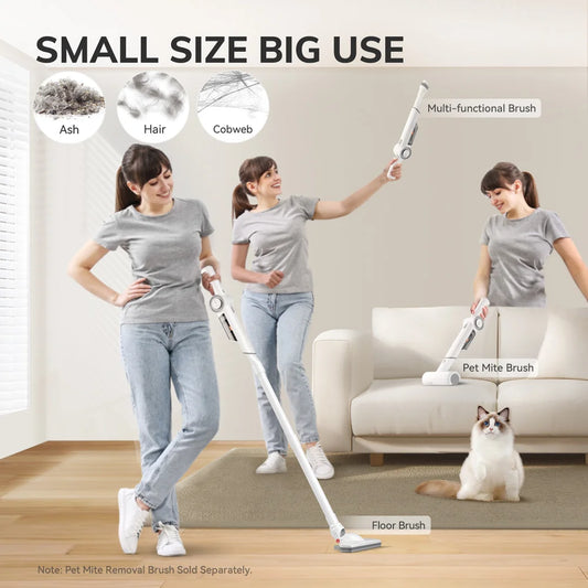Cordless Handheld Vacuum Cleaner, 13kPa Lightweight Stick Vacuum with HEPA Filter and Floor Brush for Home, Pet Hair and Car