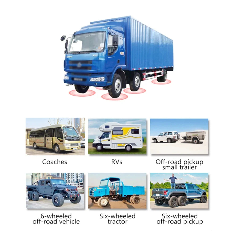 Temperature Warning Tire Pressure Monitoring System Solar TPMS With 6 External Sensors Car Tyre Pressure Monitor for Truck RV