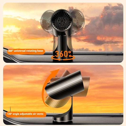 Eary Car Heater Portable Electronic Auto Fan Heater 12V 24V 150W 2 in 1 Fast Heating/Cooling 360°Rotating Car Defrost Defogger