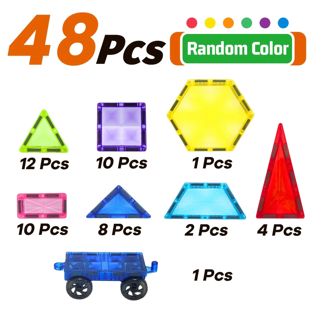 Magnetic Building Blocks Toy Magnetic Tiles, Ideal for Parent-Child Interaction, Learning and Creative Play, Back-To-School Gift