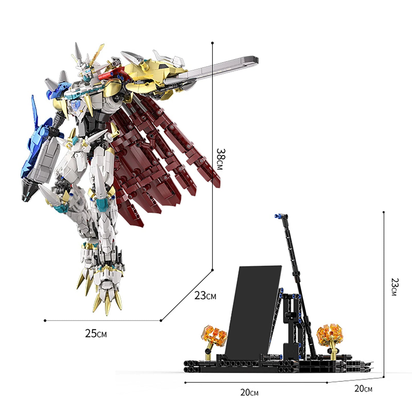 1825pcs Holy Sword Mecha Building Kit Transformable Robot Model with Stand Small Particle Assembly Toy for Adults Teens