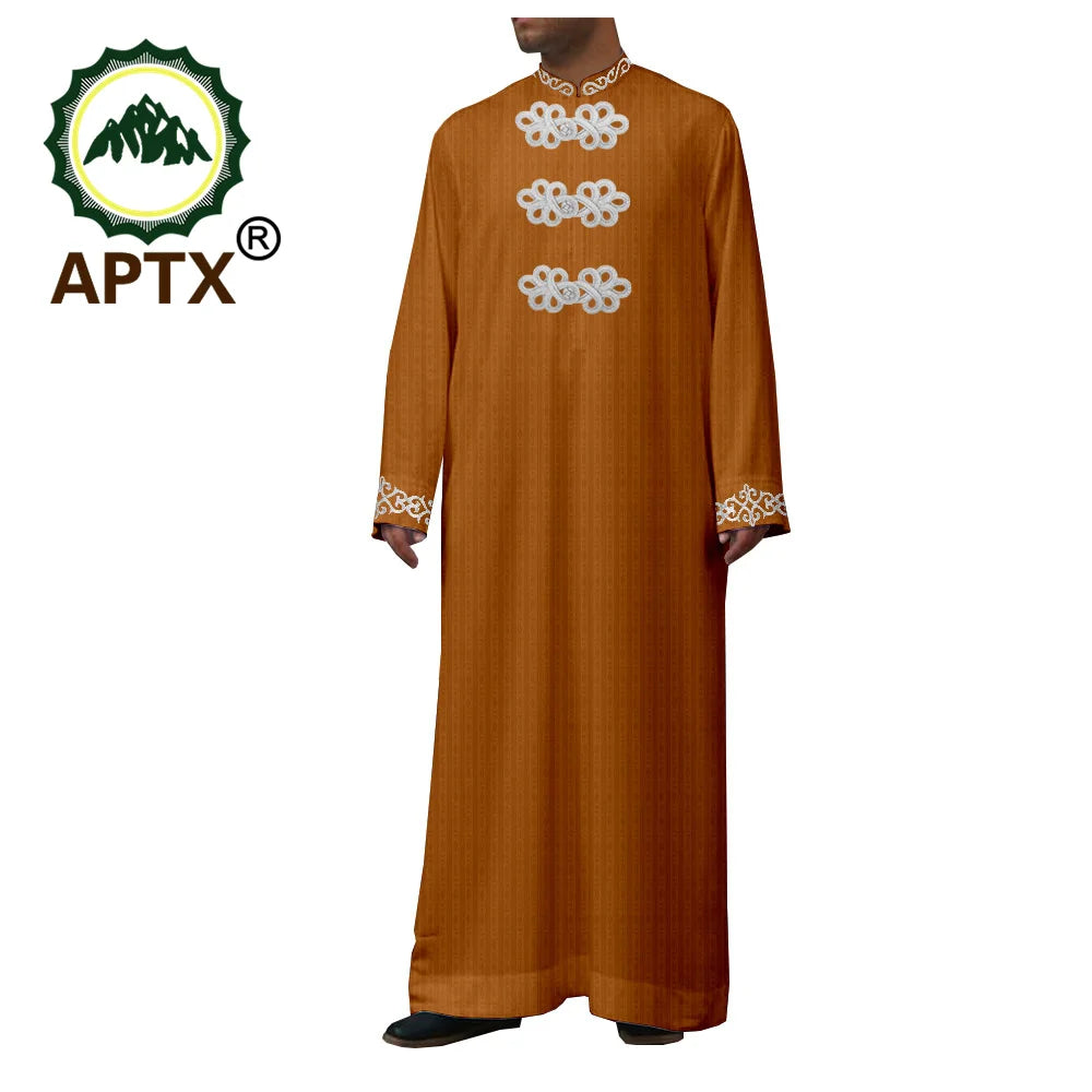 African Clothes for Men Muslim Robe Single Breasted Loose Abaya Casual Fashion Tailor Made Event Church Wedding Wear T2014010