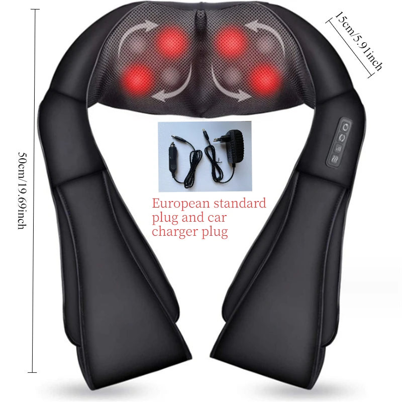 Car And Home Dual-Use Kneading Massage Shawl, Hot Compress Massager For Cervical Spine Massage, Gift Neck And Shoulder Massager