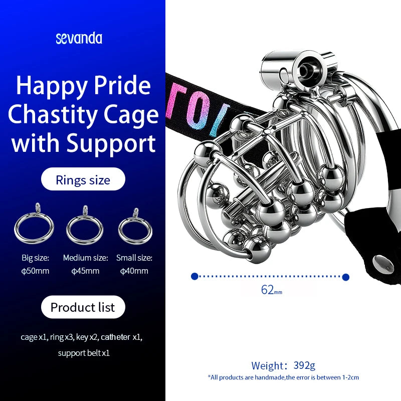 SEVANDA Male Mteal Chastity Cage Sissy Cock Cage Sexy Adult Man Penis Cage Erotic Products with Chastity Belt Sex Toys for Men