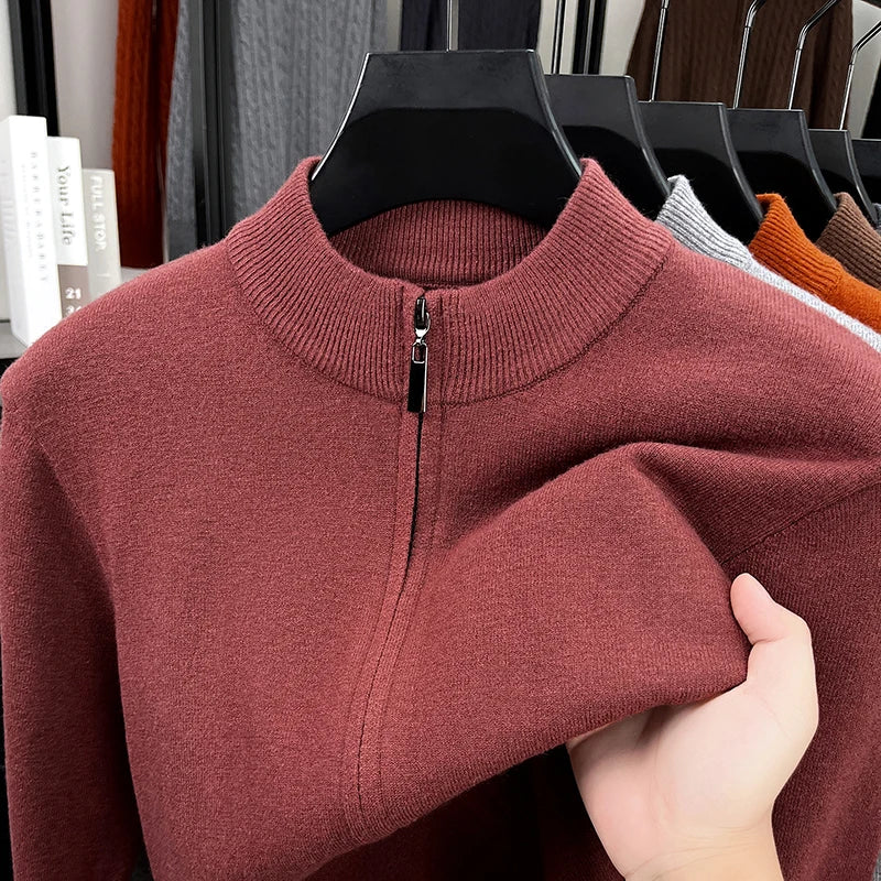 Light Luxury 2025 Knitted Cardigan Men's Winter New Trend Warm Sweater Jacket with Wool Sweater Zipper Sweatshirt