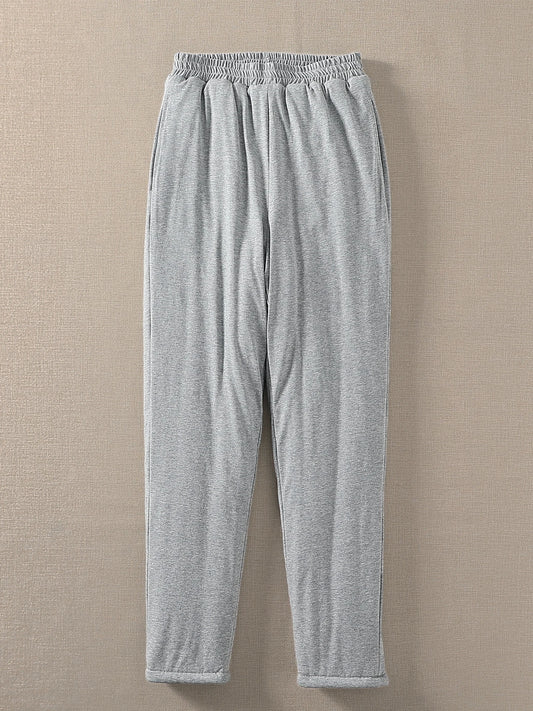Pure Cotton High Waist Thickened Long Pants Men Women Adult Autumn Winter Warm Underwear Fleece Lined Straight Leg Trousers