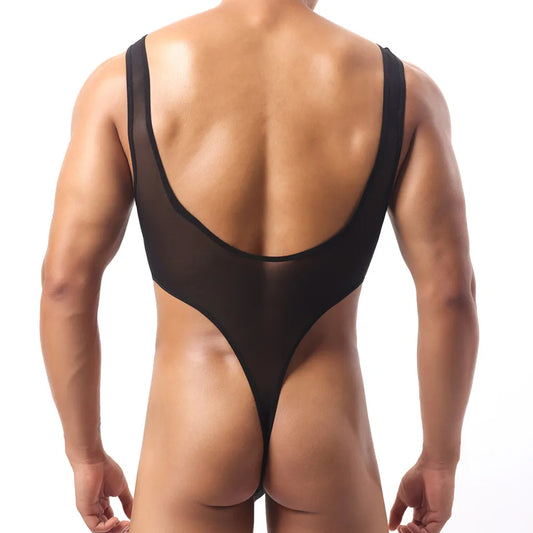 3 Pack Men Sexy Shapewear Bodysuit Ice Silk Quick Dry Breathable Mesh Semi Transparent Soft Lingerie 7 Colors Available
